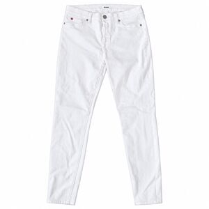 Hudson Women’s Collin Skinny Jeans Size 30 White Stretch Denim Union Jack Rivets